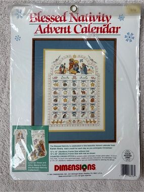 New Vintage Dimensions Blessed Nativity Advent Calendar Cross Stitch Kit